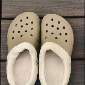 CROCS | Shoes | Original Crocs Kids Classic Lined Clog In Tan | Poshmark